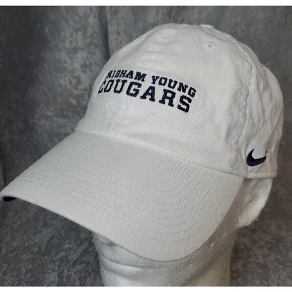 SOLD! NOT AVAIL! Brigham Young Cougars Strapback Dad Hat White Relaxfit RARE cap - Picture 1 of 11